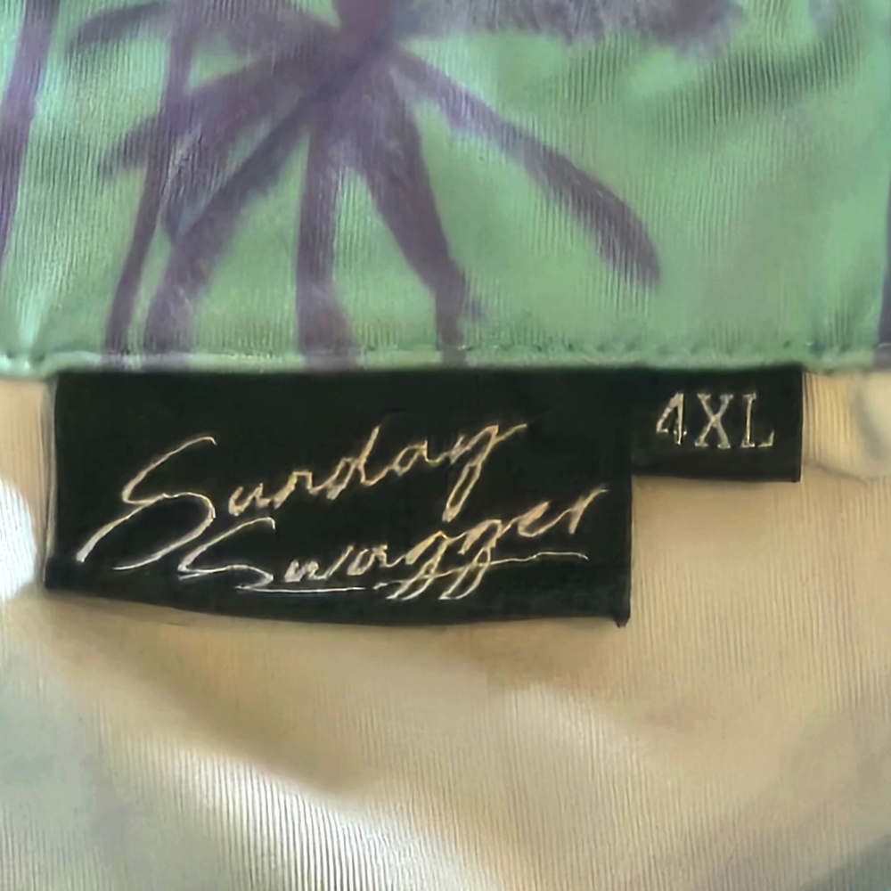 Sunday Swagger Palm Tree Print Golf Polo Shirt 4XL - Picture 3 of 6